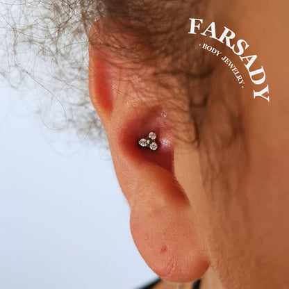 Trine Spark - F136 Titanium Internally Threaded Stud / Fits Cartilage Helix Tragus Lobe Nostril Piercing