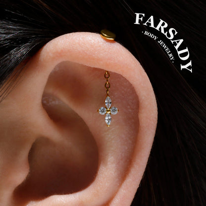 Quatrefoil Glimmer - Titanium Push In Stud