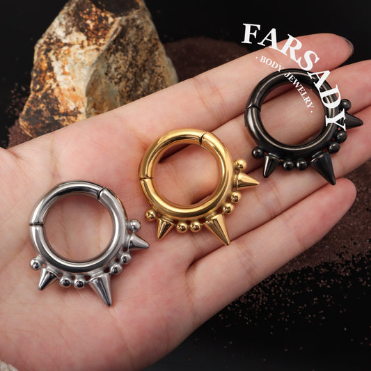 Spikes Ear Weights Hanger with Magnetic Clasp/2G Heavy Ear Stretchered Hoop/ 6mm Ear Gauges/ Stretched Earrings/ Steel Ear Hanger