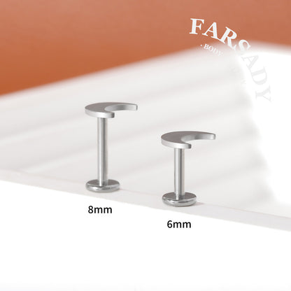 Crescent Hush - F136 Titanium Internally Threaded Stud / Fits Cartilage Helix Tragus Lobe Nostril Piercing