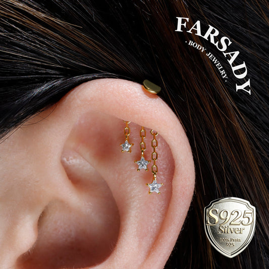 Trine Stellar - 925 Silver Threadless Stud