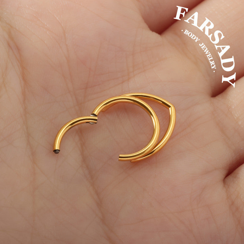 16G Titanium Stacked Septum Ring / Double Septum Clicker / Layered Septum Piercing / Silvery Hinged Septum Hoop / Double Septum Body Jewelry