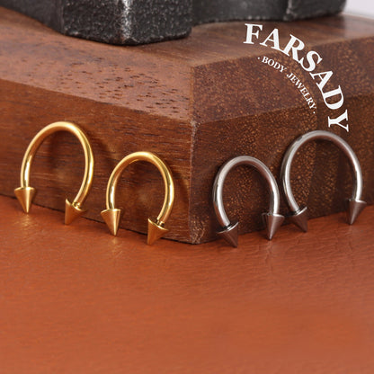 16G Titanium Point CBR Daith Earrings, Internally Threaded Nose Ring, Silver Gold 8mm 10mm Daith Helix Conch Hoop Earring, Horseshoe ring