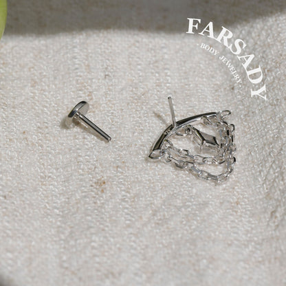 Hidden Helix Piercing Threadless Push In Stud • Sterling Silver Plated 18k Gold • Flat Back Hidden Rook Cartilage Earrings 16g/18g/20g