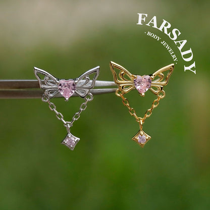 Winged Lumen - Sterling Silver Push In Stud / Fits Cartilage Helix Tragus Lobe Earring  / 18K Gold-Plated Threadless Flat Back Piercing, Hypoallergenic Jewelry for Sensitive Skin,