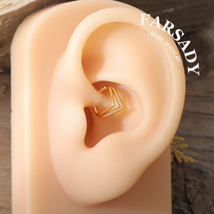 Triple Golden Vortex - ASTM F136 Titanium Hinged Clicker Hoop / Fits 16G Septum Ring Helix Conch Cartilage Earring