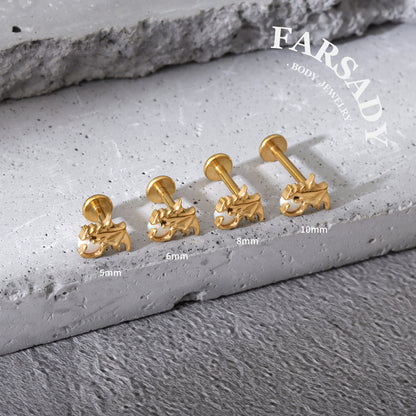 Dragon Opal - F136 Titanium Internally Threaded Stud / Fits Cartilage Helix Tragus Lobe Nostril Piercing