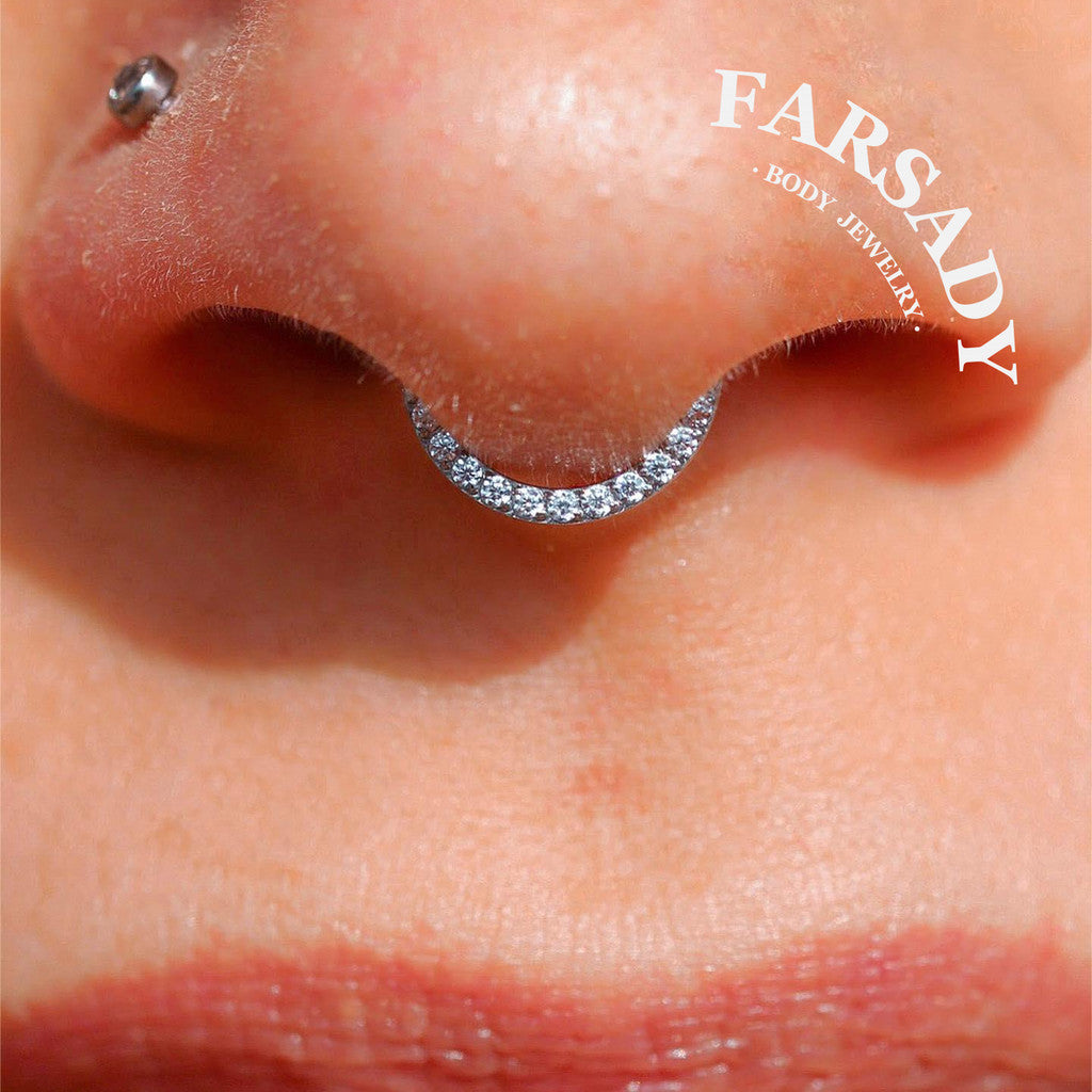 Circle Gleam - CZ Hinged Clicker Hoop / Fits 18G Nose Ring Helix Conch Cartilage Earring