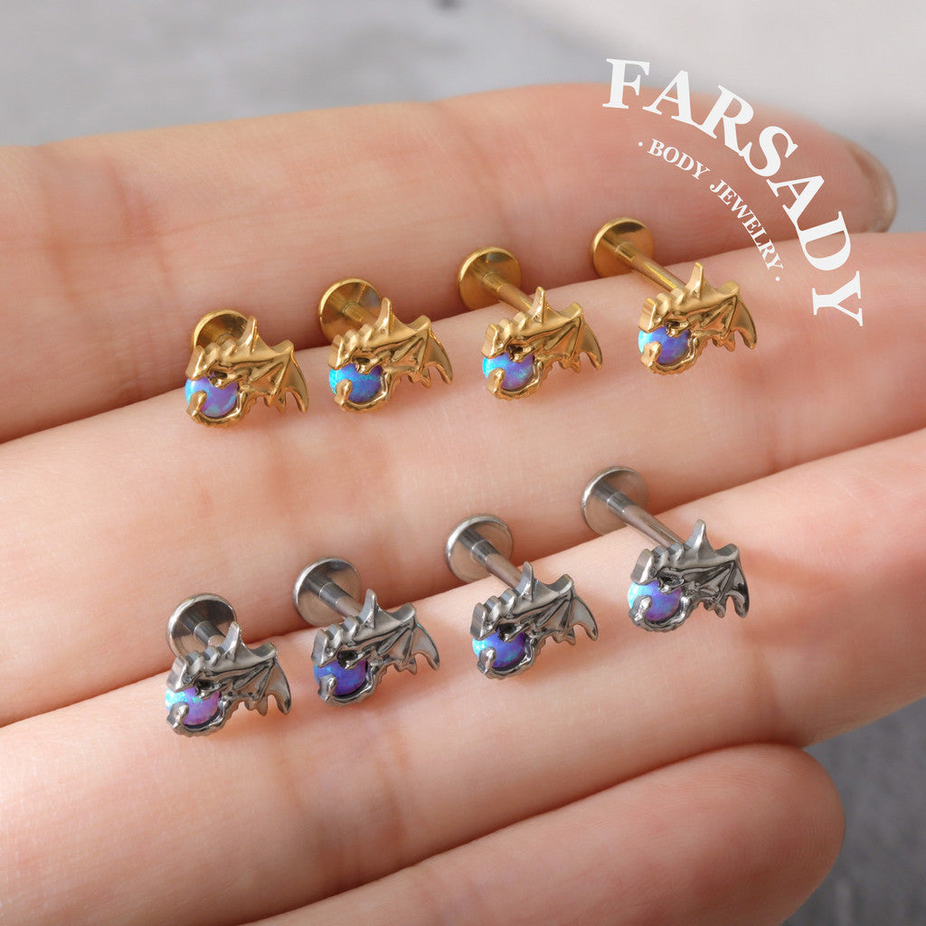 Aqua Wyrm - F136 Titanium Internally Threaded Stud / Fits Cartilage Helix Tragus Lobe Nostril Piercing