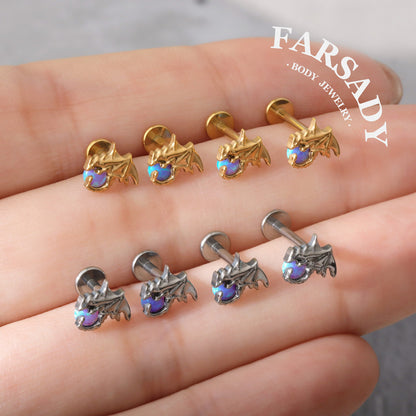 Aqua Wyrm - F136 Titanium Internally Threaded Stud / Fits Cartilage Helix Tragus Lobe Nostril Piercing