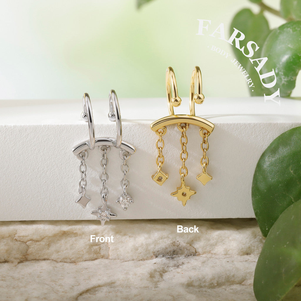Stellar Fringe- 316L Fake Helix Earring C-Hoop Piercing
