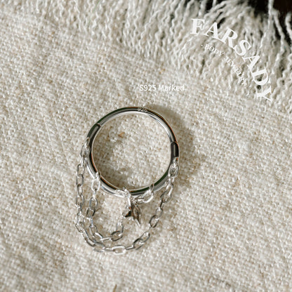 Chain Nova - 925 Silver CZ Hinged Clicker Hoop / Fits 16G Helix Conch Earring