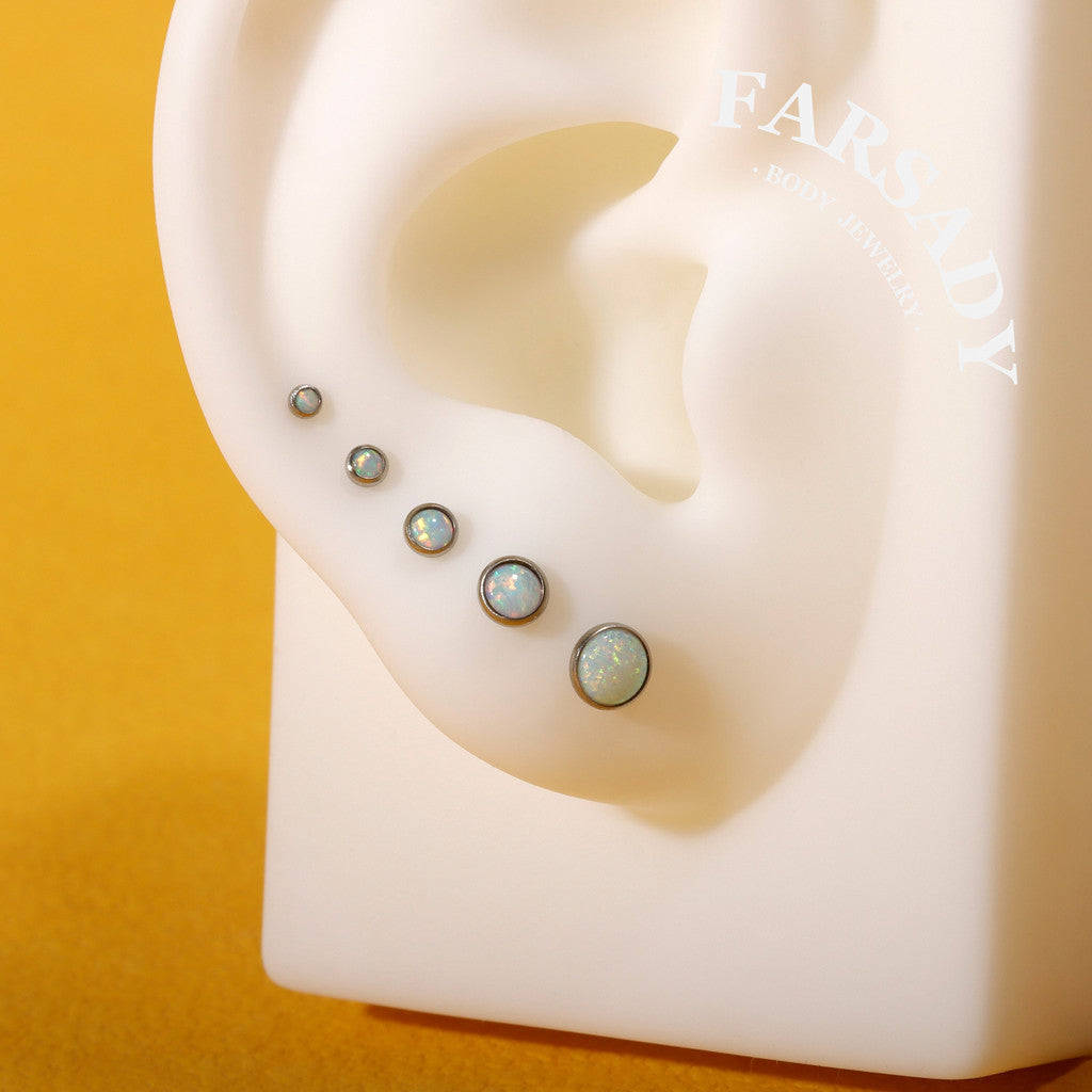 Gradient Color Opal - F136 Titanium Colorful Opal Replacement Tops / Fits Threadless Ear Studs