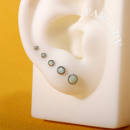 Gradient Color Opal - F136 Titanium Colorful Opal Replacement Tops / Fits Threadless Ear Studs