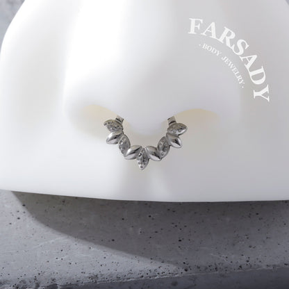 Seed Wreath - F136 Titanium Hinged Clicker Hoop / Fits 16G Septum Ring Helix Conch Cartilage Earring