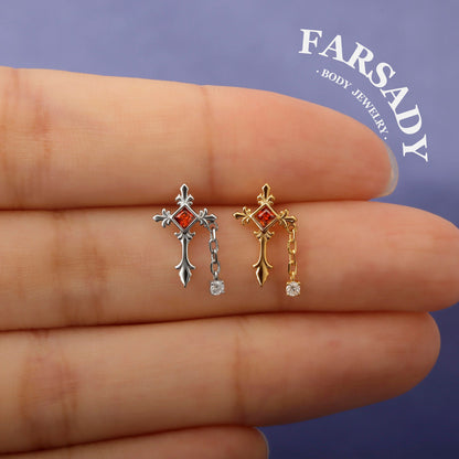 Crimson Creed - 925 Silver Threadless Stud / Fits Cartilage Helix Tragus Lobe Earring