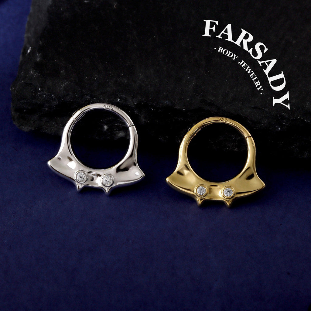 Soft Manta - Sterling Silver Hinged Clicker Hoop / Fits 16G Septum Ring Helix Conch Daith Earring