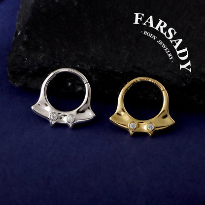 Soft Manta - Sterling Silver Hinged Clicker Hoop / Fits 16G Septum Ring Helix Conch Daith Earring