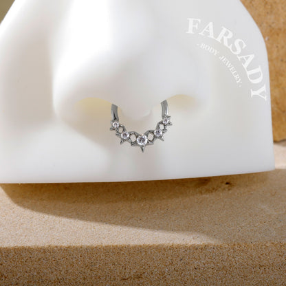 Star Coven - F136 Titanium Hinged Clicker Hoop / Fits 16G Septum Ring Helix Conch Cartilage Earring