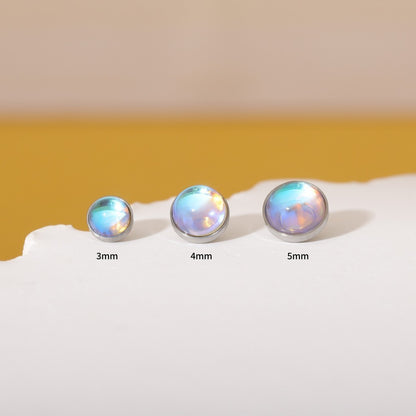 AB Flash Moonstone - F136 Titanium Replacement Tops / Fits Internal Thread Ear Studs