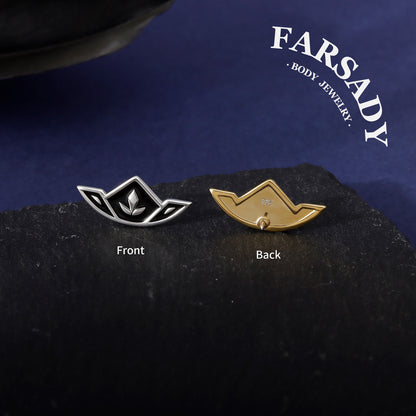 Crest Sprout - 925 Silver Threadless Stud / Fits Cartilage Helix Tragus Lobe Nostril Piercing