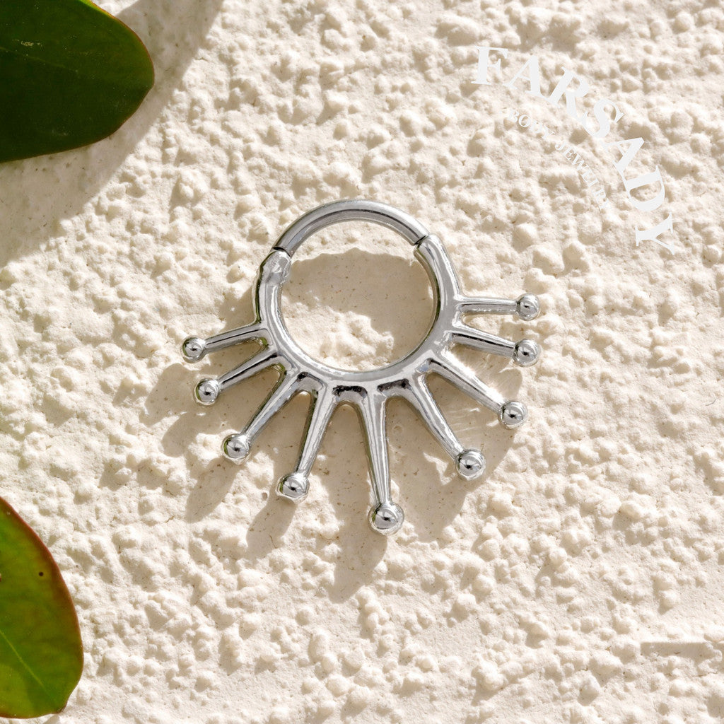 Ray Halo - 316L Hinged Clicker Hoop / Fits 16G Septum Ring Helix Conch Cartilage Earring