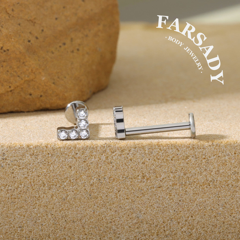 Gilded Chevron - F136 Titanium Internally Threaded Stud / Fits Cartilage Helix Tragus Lobe Nostril Piercing