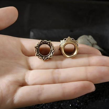 Dark Lotus - 316L Ear Tunnels / Fits Stretched Ear Lobes Plugs