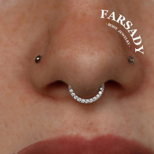 16G Titanium Zirconia Hinged Clicker Nose Earring Minimalist Sparkling CZ Multi Piercing Jewelry Septum Helix Conch Daith Rook Tragus Daily Wear With Gift Box