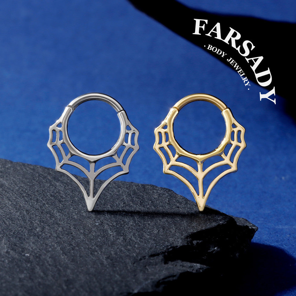 Spider Web Nose Ring Hoop| Punk Septum Ring or Daith Earring| Gothic Halloween Jewelry| 1.2x8mm | Gold or Silver| Septum Clicker Jewelry