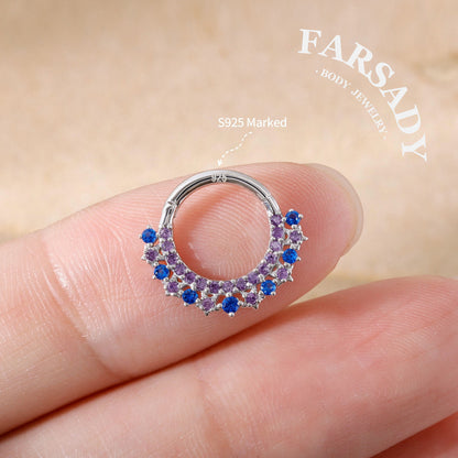16G S925 Star sea Septum Ring, 16G Celestial Daith Hoop Earring, Sterling Silver Septum Clicker, Helix Ring Gold, Star Septum Piercing Jewelry | Sparkling Daily Wear with Gift Box