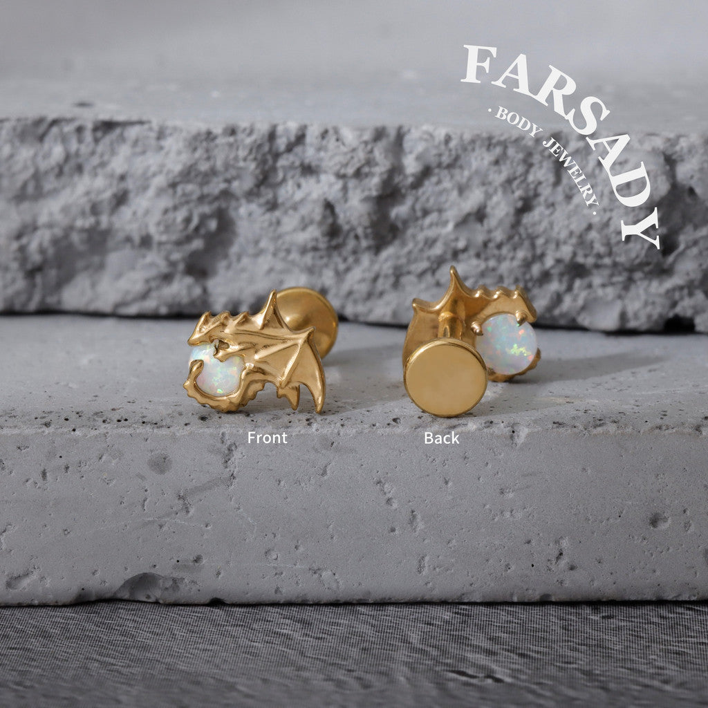 Dragon Opal - F136 Titanium Internally Threaded Stud / Fits Cartilage Helix Tragus Lobe Nostril Piercing