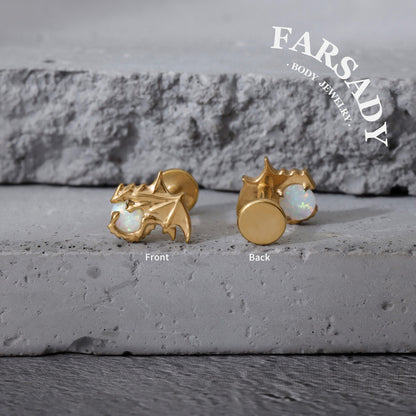 Dragon Opal - F136 Titanium Internally Threaded Stud / Fits Cartilage Helix Tragus Lobe Nostril Piercing