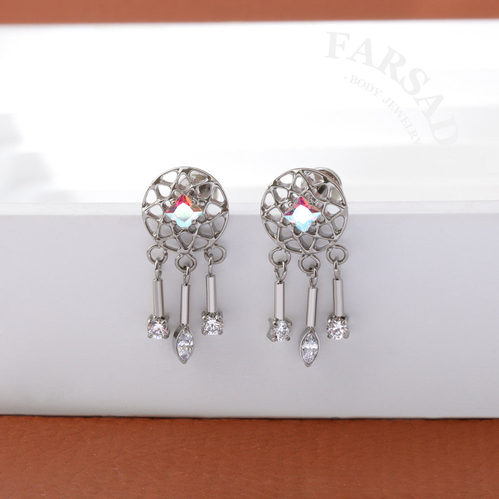 Dream Catcher - F136 Titanium Internally Threaded Stud / Fits Cartilage Helix Tragus Lobe Piercing