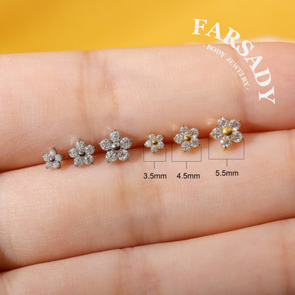 Petal Spark - F136 Titanium Replacement Tops / Fits Internal Thread Ear Studs