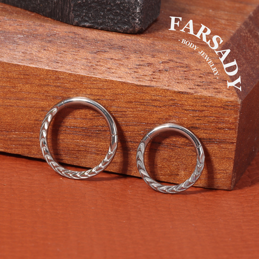 Twist Weave - ASTM F136 Titanium Hinged Clicker Hoop / Fits 16G Septum Ring Helix Conch Cartilage Earring
