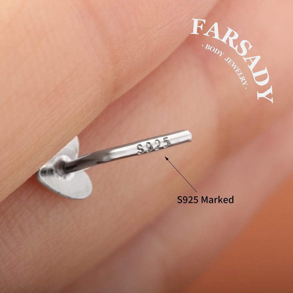 Plain Golden Beat - 925 Silver L-Shape Nose Stud / Fit 18G 20G Nose Ring