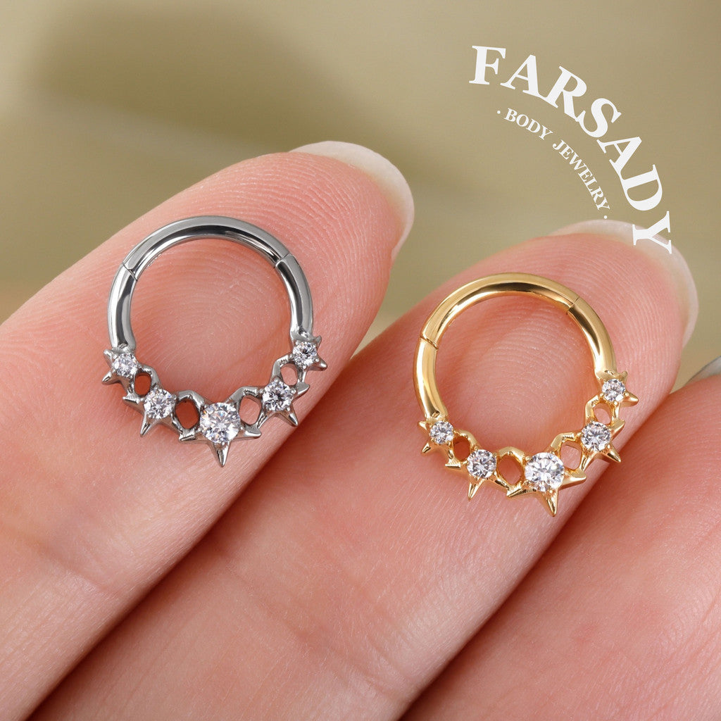 Star Coven - F136 Titanium Hinged Clicker Hoop / Fits 16G Septum Ring Helix Conch Cartilage Earring