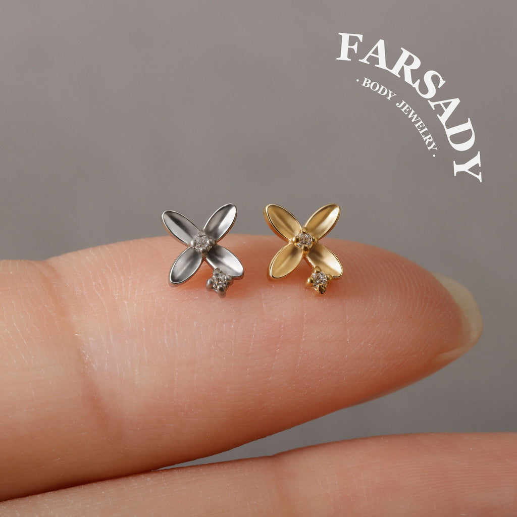 Petal Whisper - F136 Titanium Internally Threaded Stud / Fits Cartilage Helix Tragus Lobe Nostril Piercing