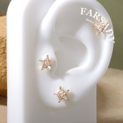 Stellar Prism - F136 Titanium Internally Threaded Stud / Fits Cartilage Helix Tragus Lobe Nostril Piercing