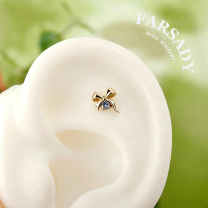 Glow Ribbon - F136 Titanium Internally Threaded Stud / Fits Cartilage Helix Tragus Lobe Nostril Piercing