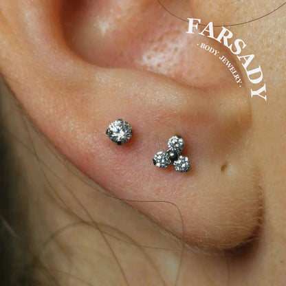 Trine Spark - F136 Titanium Internally Threaded Stud / Fits Cartilage Helix Tragus Lobe Nostril Piercing