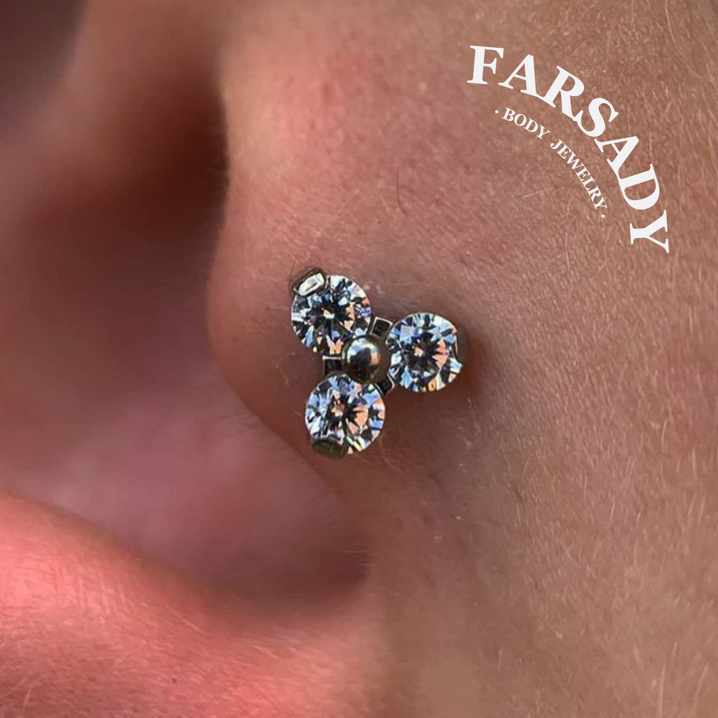 Trine Spark - F136 Titanium Internally Threaded Stud / Fits Cartilage Helix Tragus Lobe Nostril Piercing