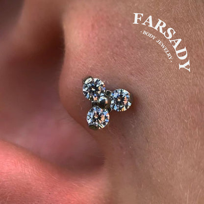 Trine Spark - F136 Titanium Internally Threaded Stud / Fits Cartilage Helix Tragus Lobe Nostril Piercing