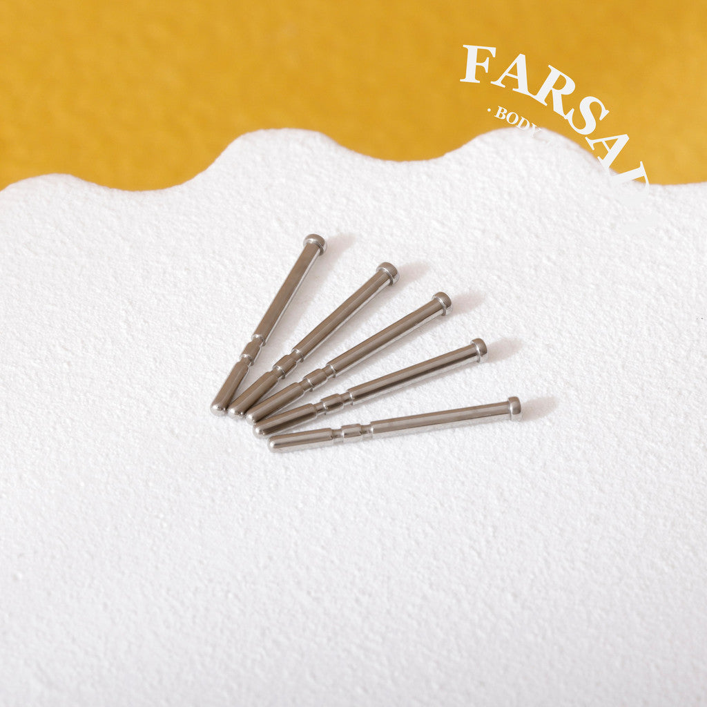 F136 Titanium Threadless Push-In Flat Back Labret Post - 20G Threadless Ear Stud Cartilage Piercing Ear Bar