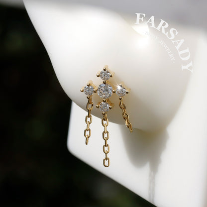 Cross Drift - 925 Silver Threadless Stud / Fits Cartilage Helix Tragus Lobe Earring
