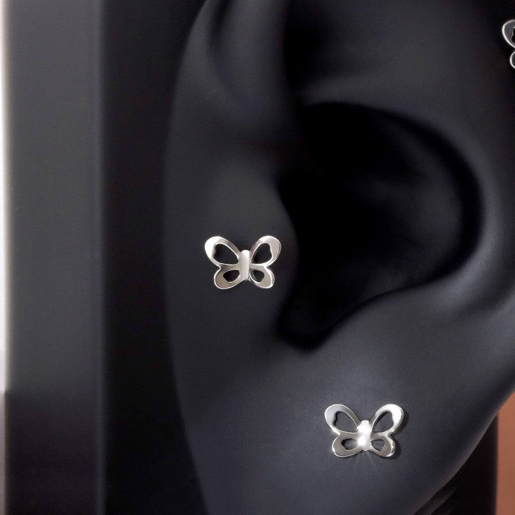 Hollow Wing - F136 Titanium Internally Threaded Stud / Fits Cartilage Helix Tragus Lobe Nostril Piercing
