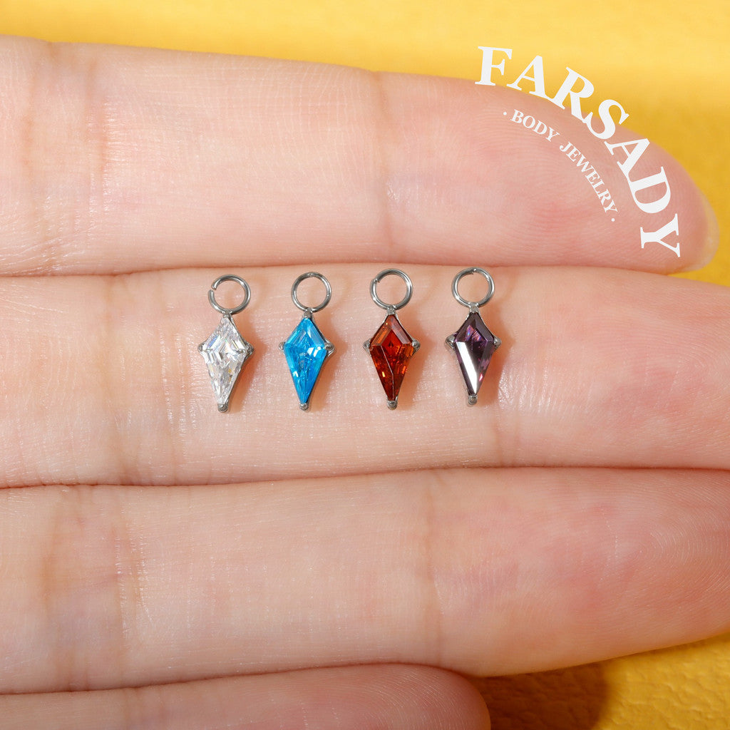 Polaris Gem Teardrop - F136 Titanium Colorful CZ Dangle Charm / Interchangeable Hoop Earring Pendant for Helix Daith Cartilage Piercing