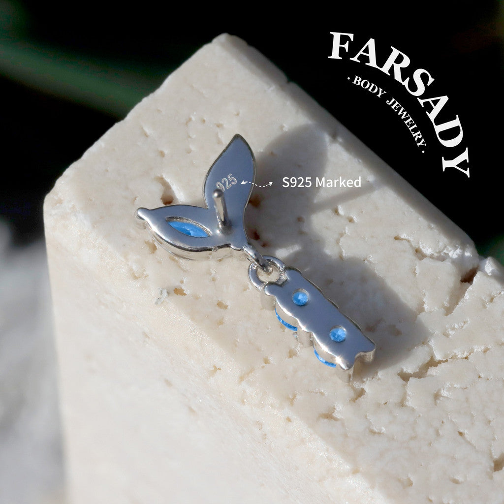 Azure Sprout - 925 Silver Threadless Stud / Fits Cartilage Helix Tragus Lobe Earring