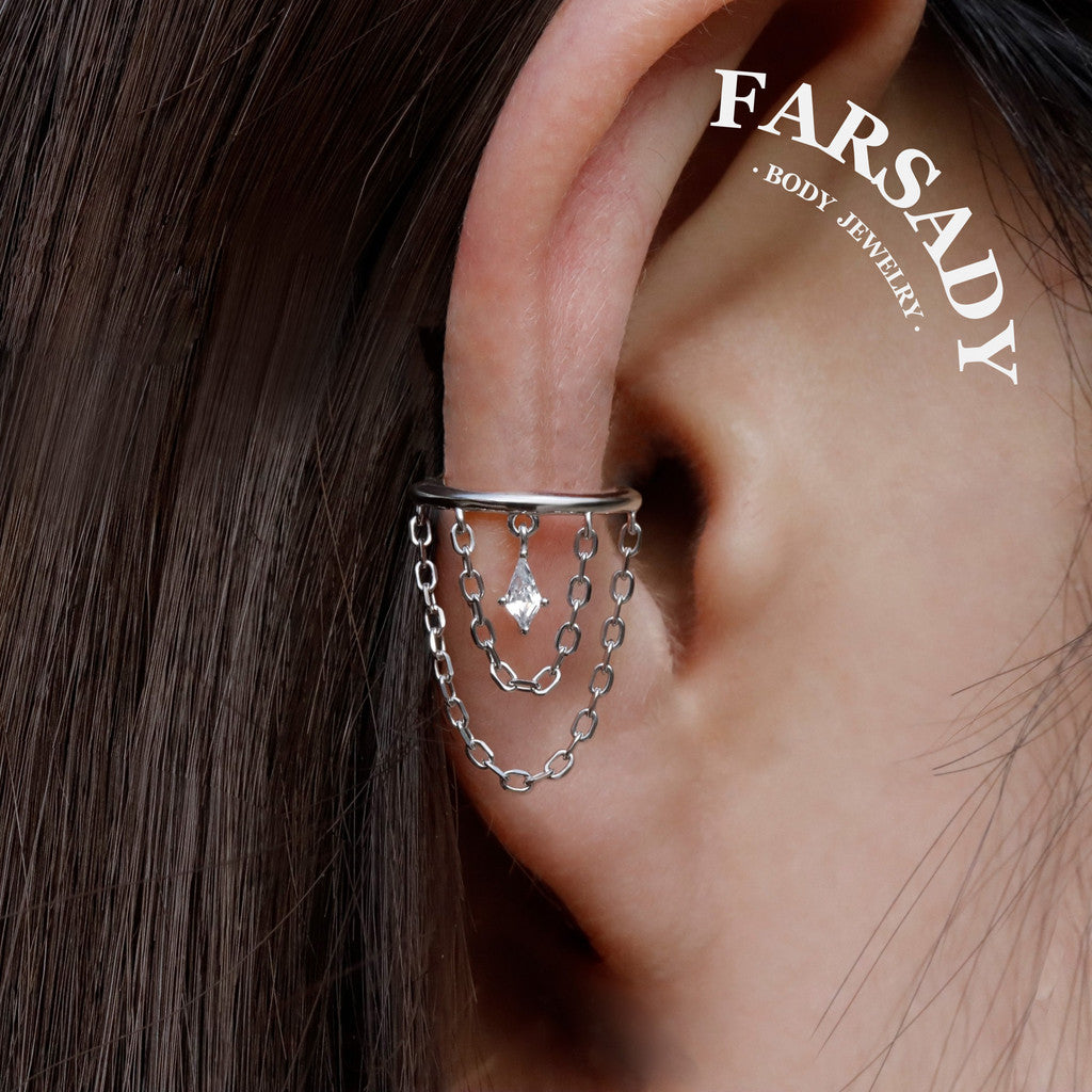Dew Drape - 925 Silver CZ Hinged Clicker Hoop / Fits 16G Helix Conch Earring / , Hypoallergenic Jewelry